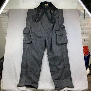 Vtg Cabelas Mens Wool Hunting Bibs 3XL Tall Gray Cargo Overalls Pants Dry Plus